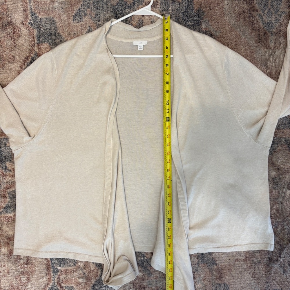J. Jill Women's Plus Linen-Blend Open-Front Waterfall Cardigan Sweater 4X Beige - Picture 8 of 9